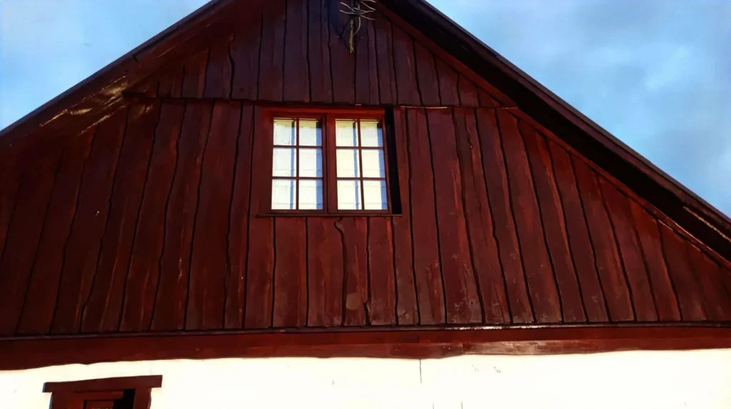 Dom drewniany po malowaniu elewacji